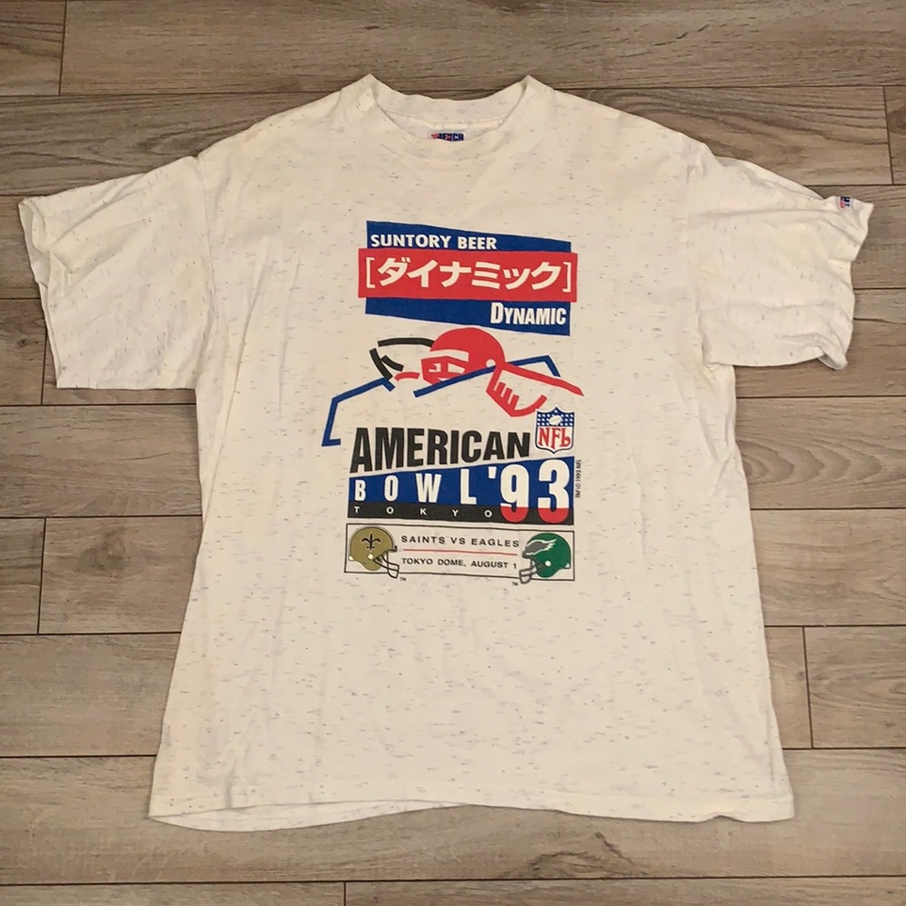 AMERICAN BOWL Tokyo‎ NFL Game Grey Mens T Shirt Sz L VTG 90s RARE